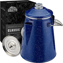 Load image into Gallery viewer, COLETTI Classic Enamel Percolator Coffee Pot (Blue, 12 Cup) — The Original Camping Coffee Maker Made Modern - Coffee Chronicles